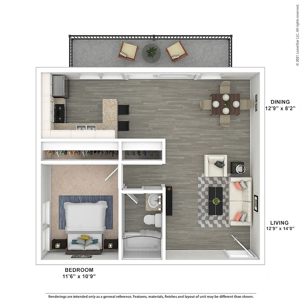 Floor plan OneBedroom-PlanE