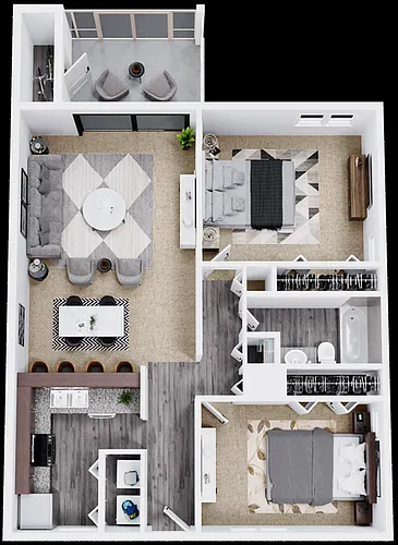 Floor plan 2 Bed 1 Bath