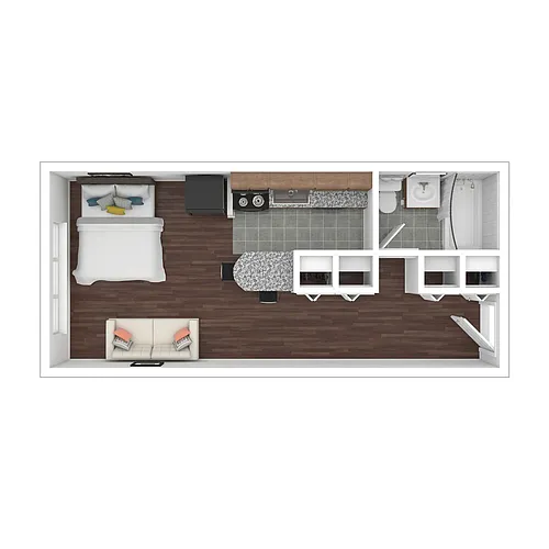 Floor plan Affordable Studio (TC, 60% AMI)