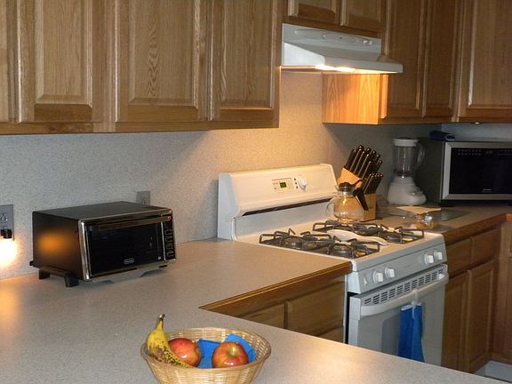 Large kitchen with new oak cabinets