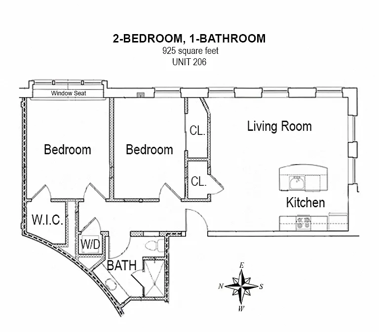 Floor plan 2-Bedroom, 1-Bath