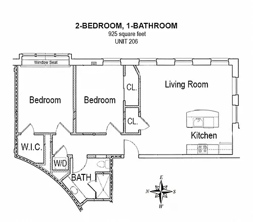Floor plan 2-Bedroom, 1-Bath