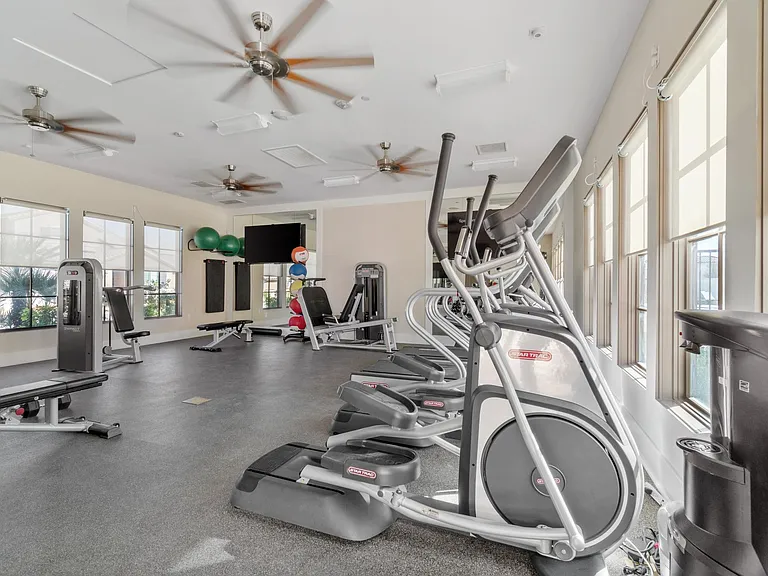 The ceiling fans will keep you cool while you work out a sweat!