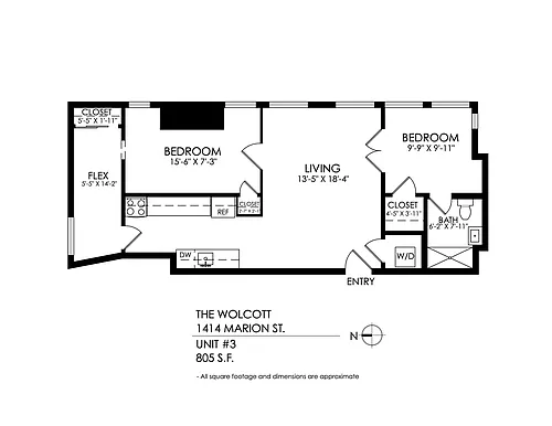 Floor plan 2 Bedroom - 1 Bathroom