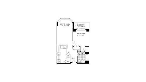 Floor plan 1 Bed 1 Bath A01