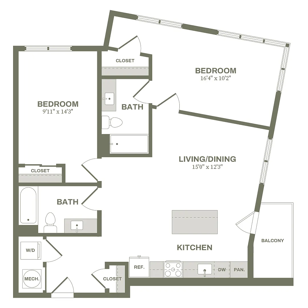 Floor plan 2 Bed Type 1