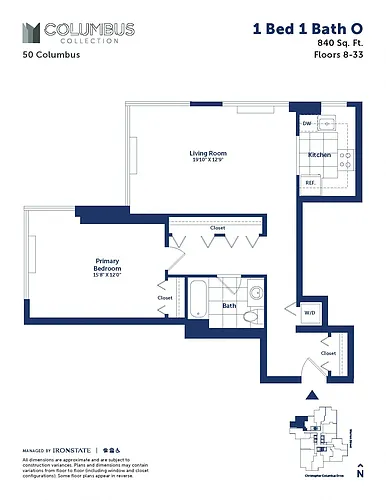 Floor plan 1 Bed 1 Bath O
