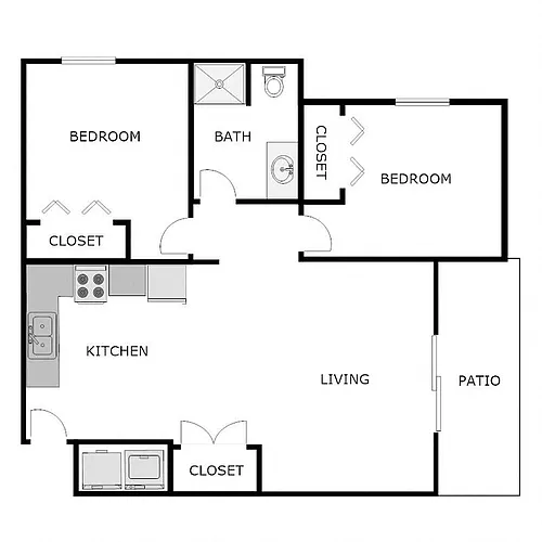 Floor plan 2 Bed 1 Bath