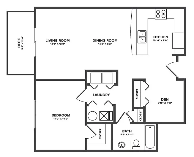 Floor plan Fontaine - 1Bedroom + Flex Space