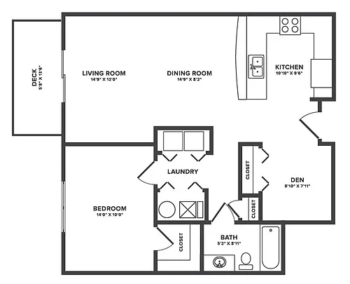 Floor plan Fontaine - 1Bedroom + Flex Space