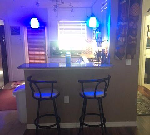 Kitchen Entry w/blue bar lighting