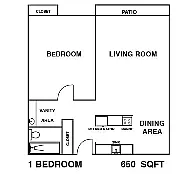 Floor plan 1 Bed 1 Baths