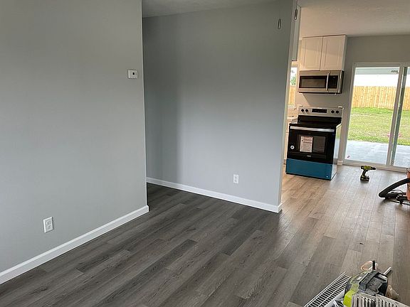 Open living and dining room