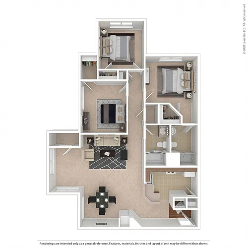 Floor plan 3 Bedroom, 2 Bath