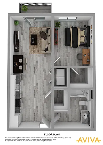 Floor plan 1 Bedroom A - Alt 2