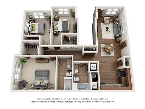 Floor plan 3-Bedroom Deluxe with Garage