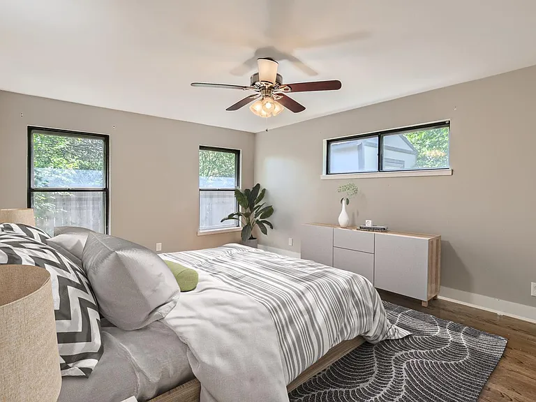 Bedroom 1. This image shows a virtually furnished space. Bedrooms come unfurnished.