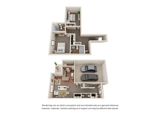 Floor plan 2 Bed | 2.5 Bath 2-Story