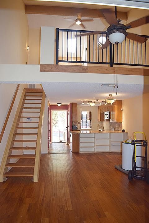 hardwood floors and open concept loft living