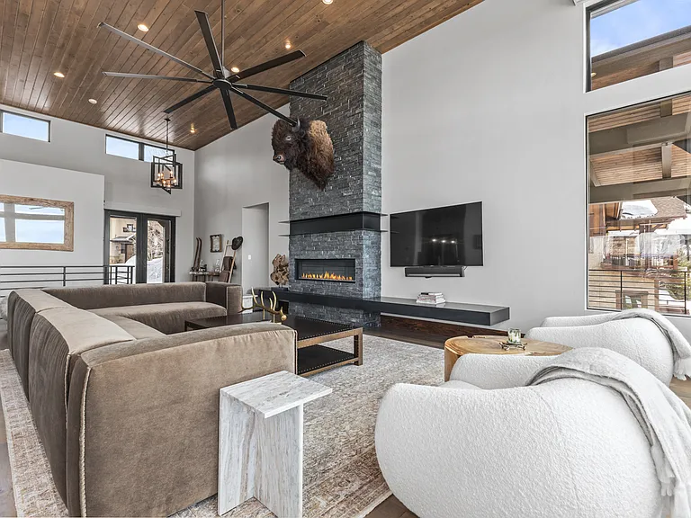 Living Room with HDTV & Electric Fireplace