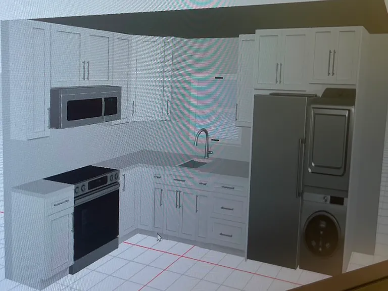 This is an AI depiction of the kitchen. Appliances are white and clean - will have real phontos on 7-8