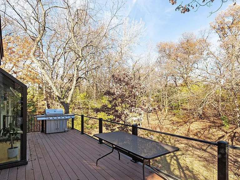 Outdoor deck overlooking pond