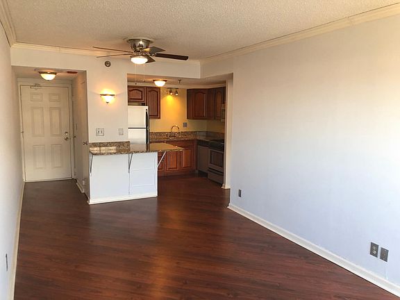 Spacious open living, dining, kitchen area.