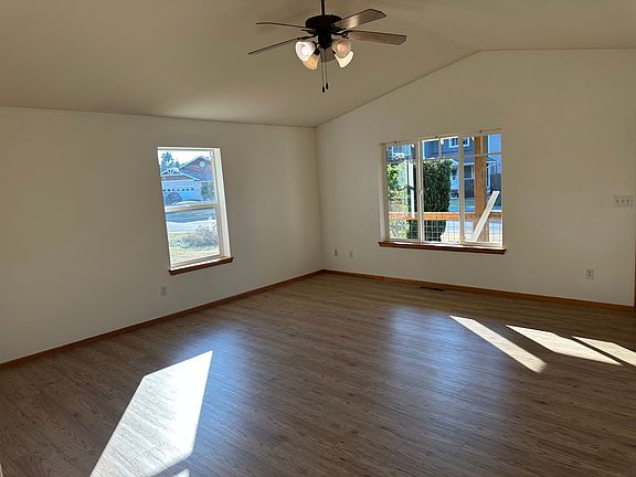 Large open living room with vaulted ceilings