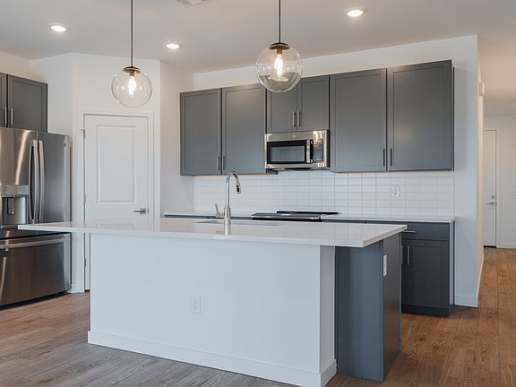 Sleek grey cabinets