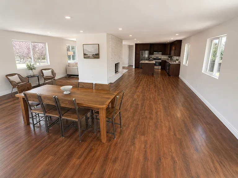 All wood easy to clean floors throughout the home.
