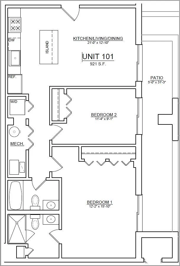 Floor plan 2 Bed x 2 Bath