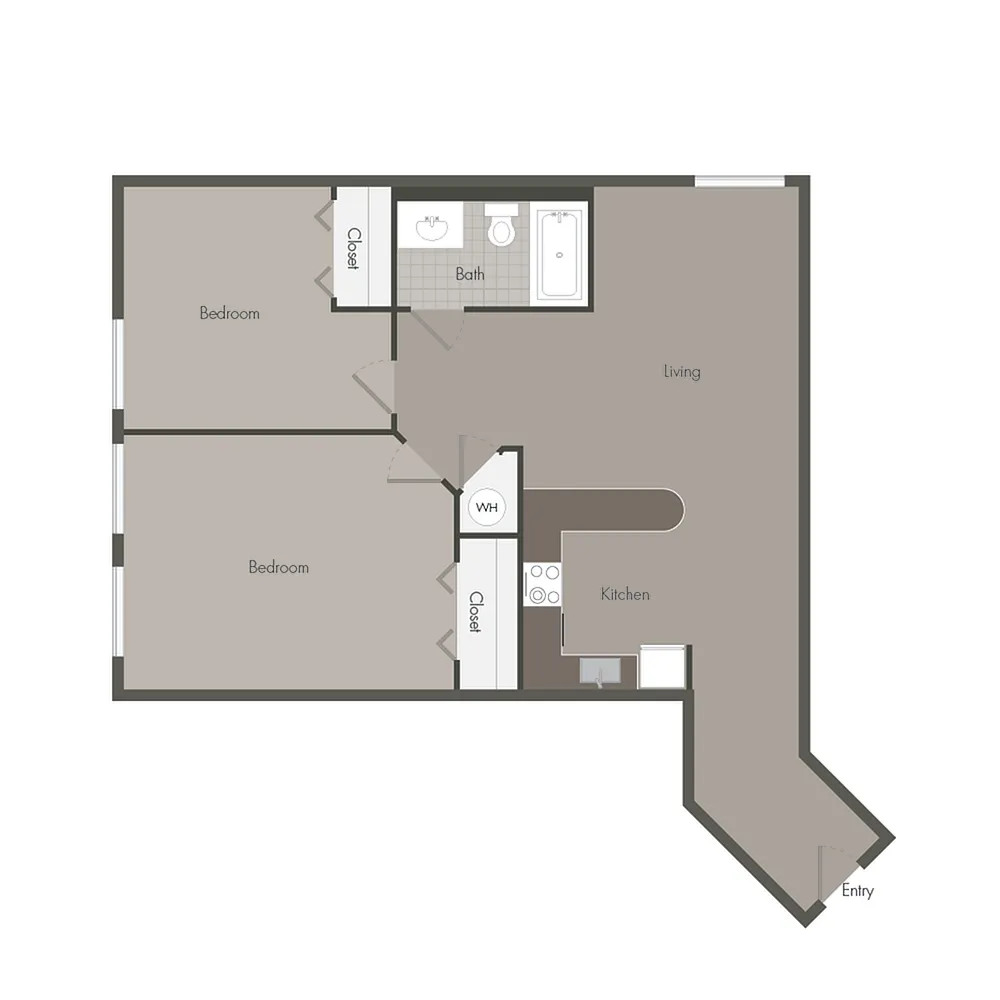 Floor plan 2 Bedroom 1 Bathroom B