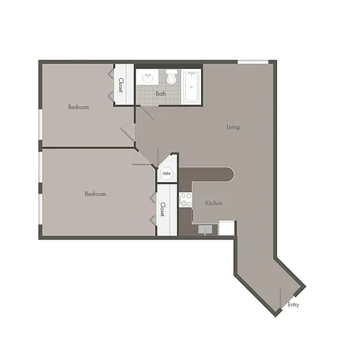 Floor plan 2 Bedroom 1 Bathroom B