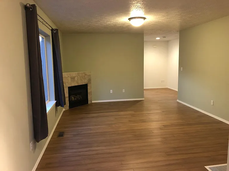 Cozy gas fireplace in large living room