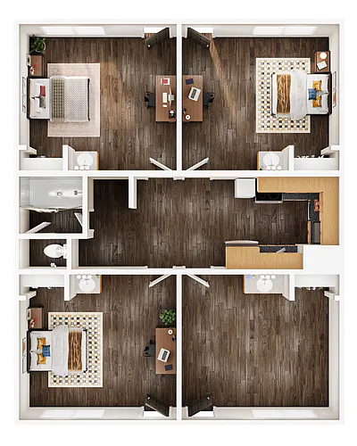 Floor plan 3BR/1BA - Washer/Dryer - C2