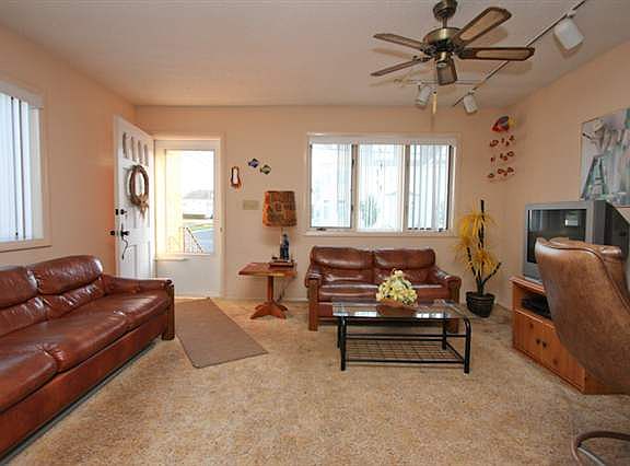 Nice size living room with bar