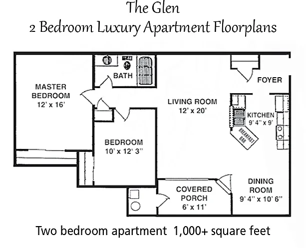 Floor plan Luxury - 2 Bedroom 1 Bath