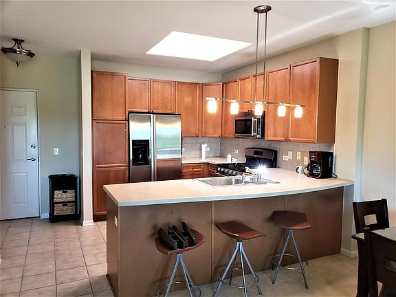 Kitchen skylight with light filter.