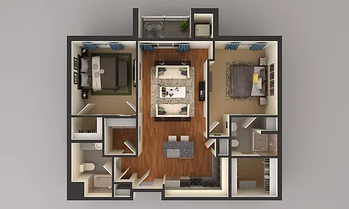 Floor plan 2 Bedroom 4570 A