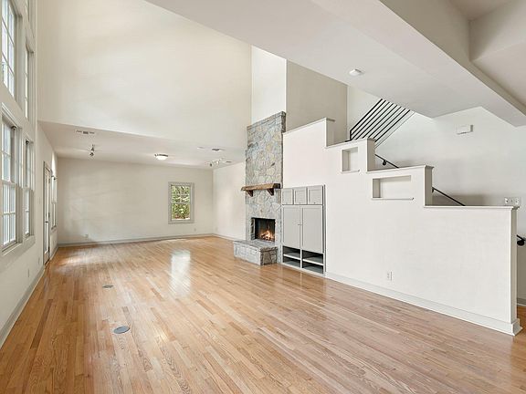 Spacious living room with fireplace
