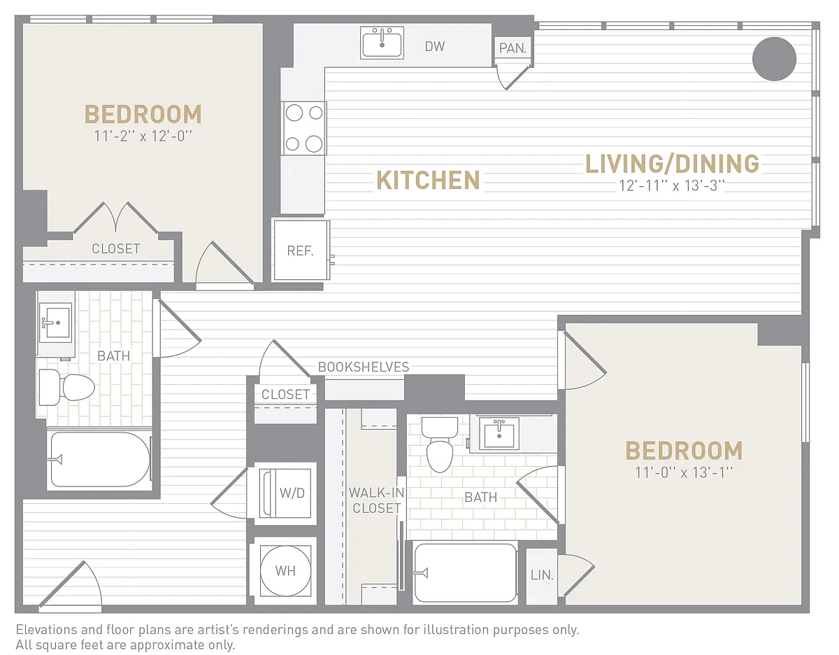 Floor plan 2 Bed 2 Bath-C01a
