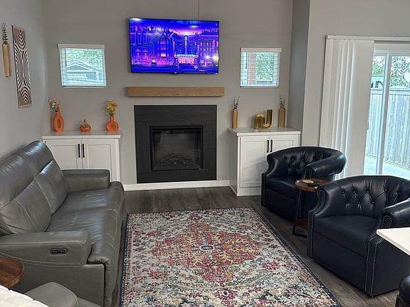Living room with electric fireplace