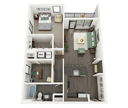 Floor plan 1B1BD-A - The Archer
