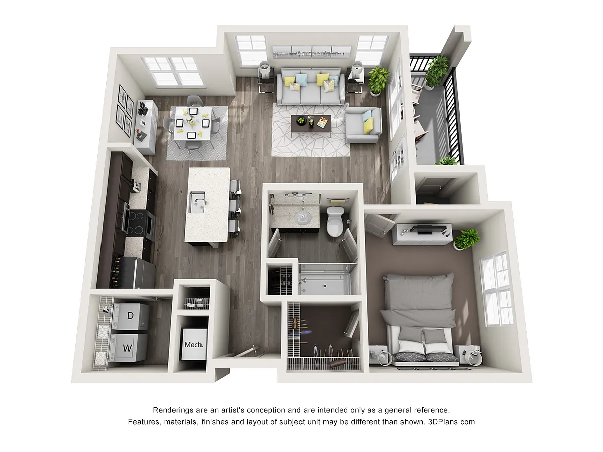 Floor plan A9 - One Bedroom, One Bathroom
