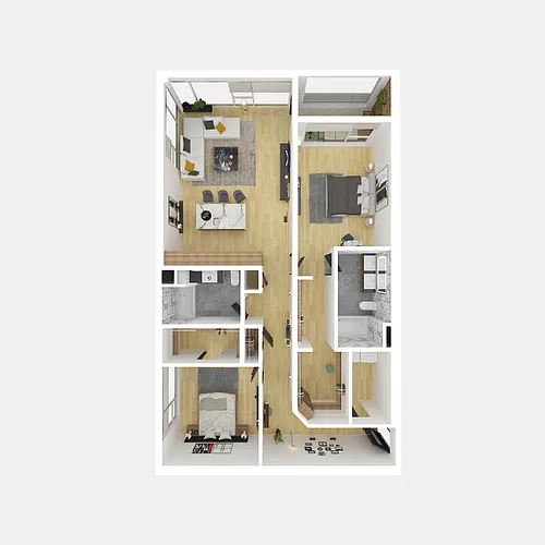 Floor plan 2 Bedroom 2 Bathroom M, N