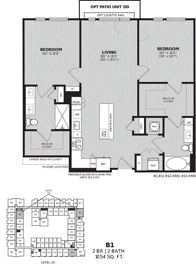 Floor plan 2 Bed/2 Bath-B1 Poltrona