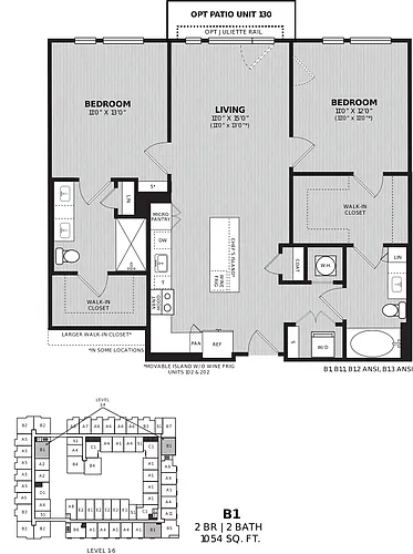 Floor plan 2 Bed/2 Bath-B1 Poltrona