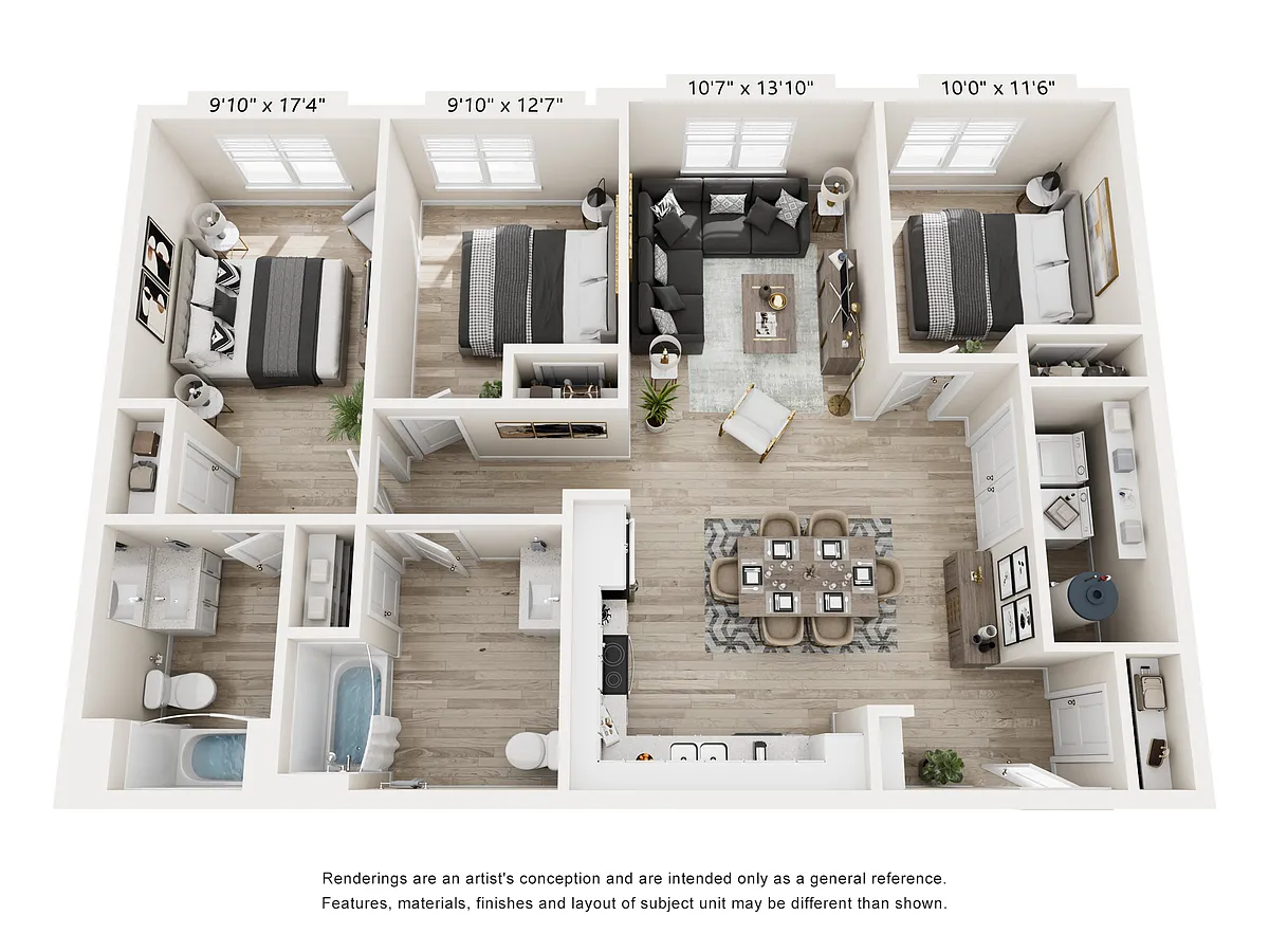 Floor plan Three Bedroom With Den