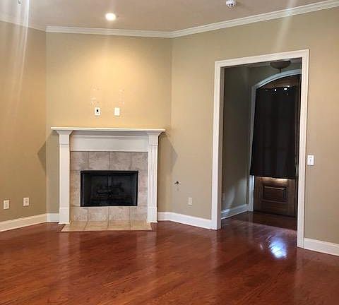 Gas log fireplace in family room