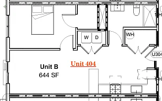 Floor plan One Bedroom- B12